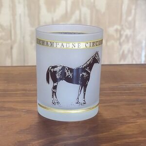 Vintage Champagne Circuit Frosted Glass Barware Gold Trim Horse Racing 1980 AQHA